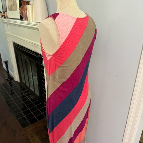 Tommy Bahama Pearl Stripe Maxi Dress in cherry pink jewel tones tank maxi Sz M - Picture 7 of 11